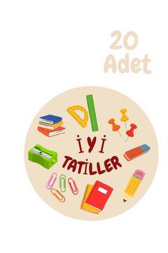 20 Adet İyi Tatiller yazılı  Yapışkanlı Etiket, Sticker Hediye Paketi Etiketi