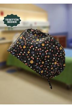 Siyahpıtırcık Doktor Hemşire Aşçı Cerrahi Bone Hastane Anne Bone Iş Bandanası Pamuklu Kumaş Lastikli