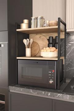 Truva 2 Raflı Mikrodalga Fırın Üstü Baharatlık Düzenleyici Raf Atlantik Çam