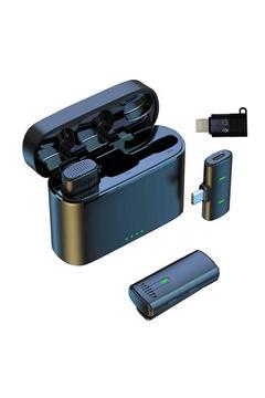 K10 Iphone Ve Type-c Uyumlu Kablosuz Yaka Mikrofonu Göstergeli Led Şarj Kutulu Gürültü Azaltma