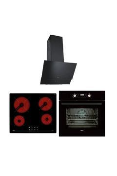 Atv 60 Davlumbaz – Tb 6415 Elektrikli Ocak – Hak 627 Bk Fırın Siyah Cam Ankastre Set