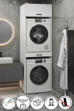 Çamaşır Makinesi Dolabı Kurutma Makinesi Dolabı Banyo Dolabı Irmak Beyaz
