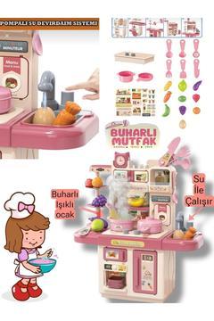 Buharlı Ve Işıklı Su Akan Musluklu Meyveli Yeni Nesil Çok Aksesuarlı Mutfak Seti