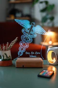 Doktorlar Için Hediye Tıp Sembolü Asclepius'un Asası 16 Renk Gece Lambası