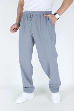 Gri Erkek Battal Boy Yazlık Keten Pantolon - %100 Pamuk