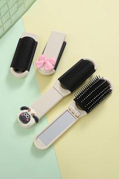 Katlanabilir Mini Aynalı Saç Fırçası Katlanır Saç Tarak Seyahat Saç Fırçası Çok Amaçlı Saç Tarağı