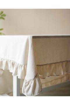 Organik Ham Keten Fırfırlı Masa Örtüsü 160x220cm