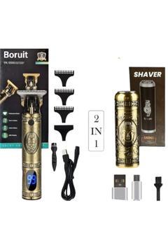 Pro 2 İn 1 Vintage Traş Makinesi Şarjlı Dijital Göstergeli Aliminyum Gövde