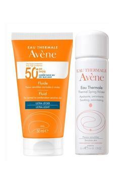 Fluide SPF 50+ Normal veya Karma Ciltler için Yüksek Korumalı Güneş Kremi 50 ml + Termal Su 50ml