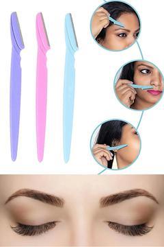 3'lü Kaş Düzeltici Şekillendirici Jilet Epilatör Yüz Kaş Usturası Bıyık Alma Kıl Tüy Kadın Jileti