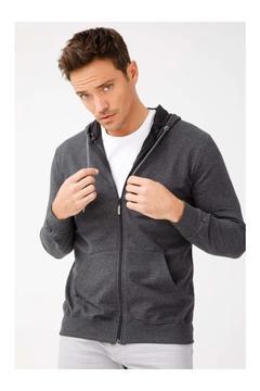 Unisex Antrasit Kapşonlu Fermuarlı