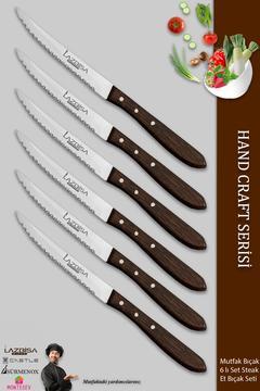 Hand Craft Serisi Steak Et Bıçağı Mutfak Bıçak 6 Lı Restoran Et Kesme Doğrama Bıçak ( Mtf-057 )