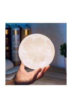 Dekoratif 3d Ay Gecelambası - Başucu Lambası ( Çap 36 Cm )