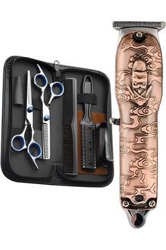 Tıraş Makineli 7 Parça Saç Sakal Makas Seti Evde Profesyonel Tıraş Titanium Blue