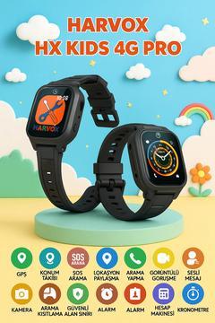 HX Kids 4G Pro Sim Kartlı Harvox Akıllı Çocuk Saati Gps Konum Takibi Arama Konuşma 4G Destekli