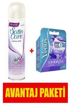 Venüs Yedek Tıraş Bıçağı 4'lü + Satin Care Tıraş Jeli 200 ml -AVANTAJ PAKETİ