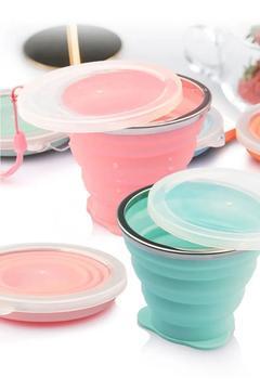 6 adet Katlanır Silikon Bardak Kapaklı İzcilik Seyehat Yolculuk Kamp Piknik Bebek Mama Bardağı