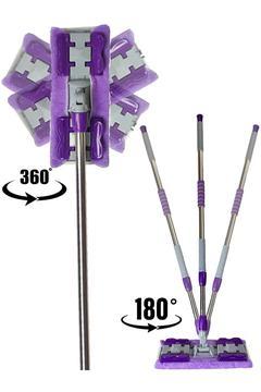 ( 1 Adet ) Yedek Bez Hediyeli Yer Mopu Fayans Duvar Yüzey Temizlik Mikrofiber Mop Mor