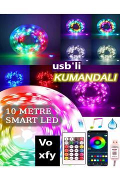 Bluetoothlu Animasyonlu Sese Duyarlı Usb İle Çalışan 10 Metre Smart Şerit Led Pilli Rgb şerit Led Tv