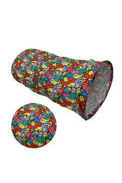 Katlanabilir Renkli Kedi Tüneli 60 Cm Oxford Kumaşlı Dayanıklı Tünel Kedi Desenli Saklanma Tüneli