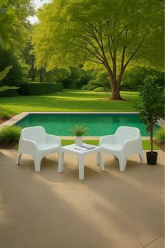 Şile Pratik Bahçe, Balkon, Teras Oturma Grubu 1-1-Sehpa Bahçe Takımı, Bahçe Mobilyası / Beyaz