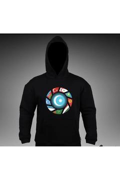 TÜRK VE TÜRKİ CUMHURİYETLERİ BAYRAKLARI İLE TURAN BASKILI SİYAH KAPÜŞONLU UNİSEX SWEATSHİRT HOODİE