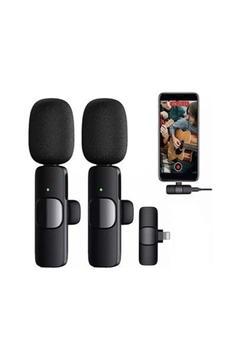 K9l2 Kablosuz Lightning 2'li Yaka Mikrofon (1ADET KABLOSUZ ALICI 2ADET MİKROFON) (3-İN-1)