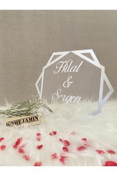 Altıgen Masaüstü Pleksi Nişan Düğün Söz Isteme Isimlik Gümüş