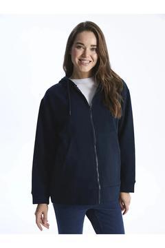 LCWAIKIKI Maternity Kapüşonlu Düz Uzun Kollu Hamile Fermuarlı Sweatshirt