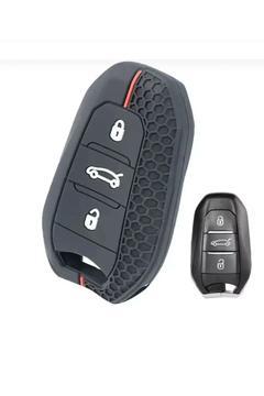 Peugeot 208 308 508 2008 3008 5008 Rifter Citroen Opel Petek Desenli Anahtar Kılıfı Siyah Kırmızı