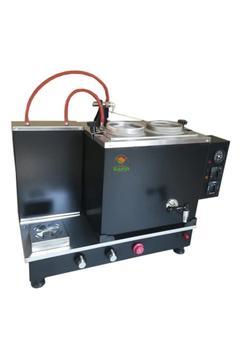 2 Demlikli (Gözlü) Siyah Boyalı Tam Otomatik Çay Kazanı Ocağı CE Belgeli GAZMER Onaylı A++