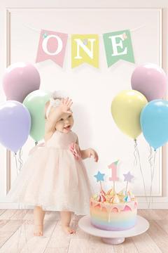 Makaron Temalı 1 Yaş Minimal Doğum Günü Parti Seti (KELEBEK BANNER UNİCORN DOĞUM GÜNÜ KONSEPTİ)