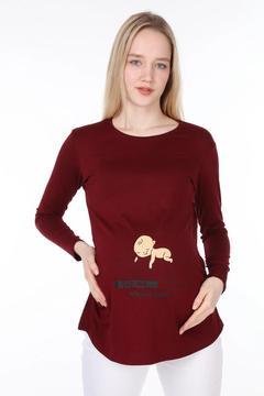 IŞŞIL 4472 Bebek Yükleniyor Viskon Hamile Uzun Kol T-Shirt