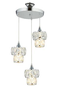 Crystal 3'lü Avize-Krom