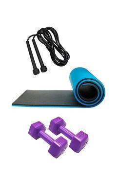 8mm Pilates Minderi 1 Kg Dambıl Ve Atlama Ipi Seti Yoga Matı Pilates Seti Pilates Seti