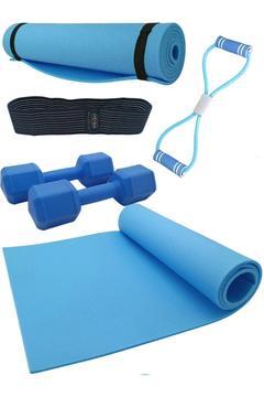 PRO-5 Pilates Seti Squat Band Dambıl Göğüs Direnç Lastiği ve Pilates Minderi