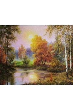 Orman Manzarası - Diamond Painting, Elmaslı Goblen, Mozaik Tablo, Elmas, Boncuk, Taş Işleme 50x40cm