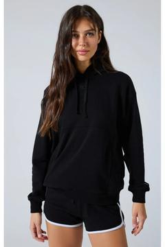 Icons Hooded Sweatshirt Siyah Kadın Kapüşonlu Sweatshirt