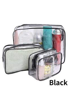 Kadın 3 Adet Şeffaf Seyahat Makyaj Çantası Şeffaf Makyaj Çantası Su Geçirmez Fermuarlı