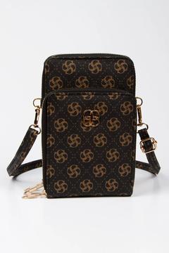 Kadın Siyah Vegan Deri Çok Bölmeli Omuz Askılı Kartlık Telefon Bölmeli Cüzdan Çanta