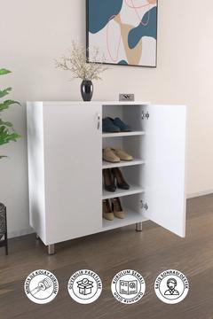 4 Raflı Ayakkabı Dolabı Antre Hol Çok Amaçlı Ayakkabılık Beyaz