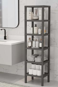 Dekoratif Plastik Çok Amaçlı Banyo Düzenleyici-saksılık-kitaplık-çiçeklik 6 Katlı Gri - 1108