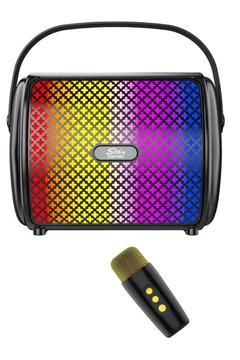 Mikrofonlu Karaoke Bluetooth Hoparlör Taşınabilir Ses Bombası Led Işıklı Ses Radyolu Speaker