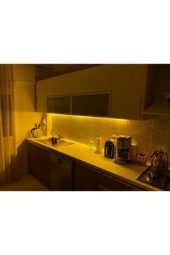 Mutfak Tezgah Üstü Için 1 Mt Amber Şerit Led +12v Adaptör Tak Çalıştır Aç Kapa Anahtar 3 Çip 1 Metre