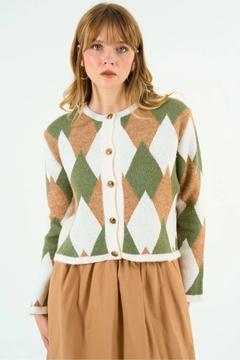 Baklava Desenli Kadın Triko Hırka