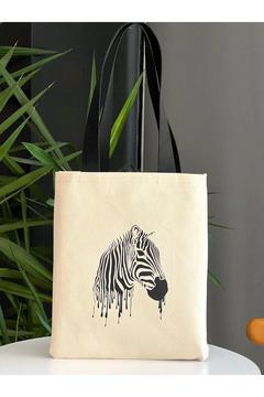 zebralı kanvas omuz çantası