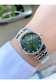 Sarı Gümüş Renk Takvimli 2 Yıl Garantili Kadın Kol Saati Bileklik Hediyeli