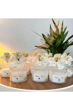 Bernami Özel Tasarım Nişan Söz Nikah Dügün Hediyelik Kristal Kapaklı Şekerlik Mum - 10 Adet
