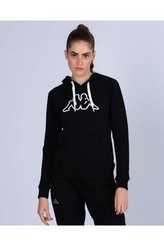 Logo Belle Slim Kadın Siyah Slim Fit Hoodie