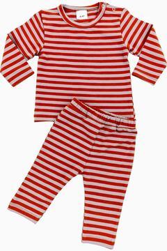 Çizgili Yenidoğan Kız Bebek Takımı Kiremit